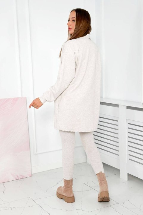Komplet damski sportowy bluza, top i legginsy beżowy melanż Komplet damski sportowy bluza, top i legginsy beżowy melanż