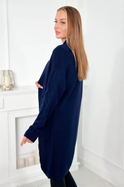 Sweter Kardigan splot warkocz granatowy
