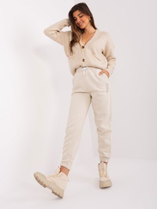 Spodnie dresowe D10047O62214B4 jasny beżowy M