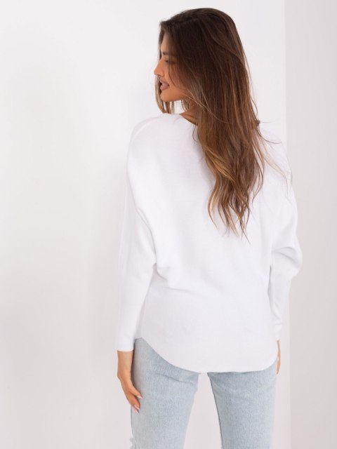 Sweter dzianinowy biały oversize gładki M/L Sweter dzianinowy biały oversize gładki M/L