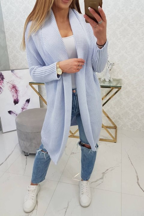 Sweter kardrigan z rękawami typu nietoperz niebieski