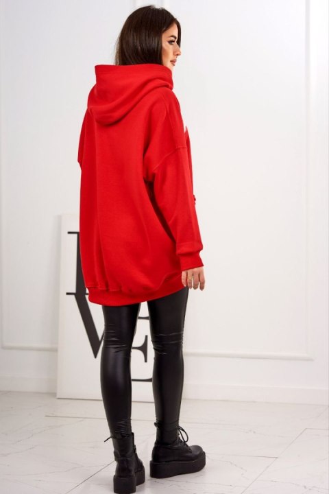 Bluza ocieplana z motywem truskawek czerwona z kapturem Bluza ocieplana z motywem truskawek czerwona z kapturem