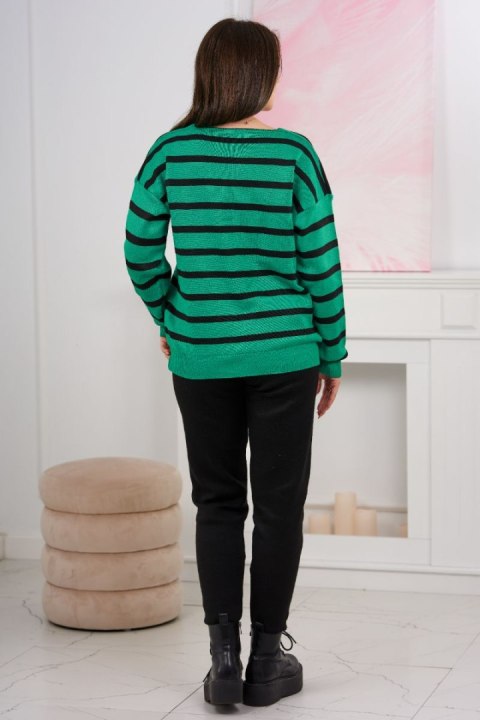 Komplet sweterkowy Bluza w paski + Spodnie zielony Komplet sweterkowy Bluza w paski + Spodnie zielony