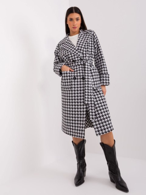 Płaszcz LK-PL-509407.96P biało-czarny L/XL
