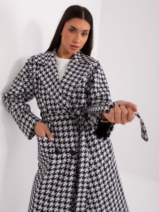 Płaszcz LK-PL-509407.96P biało-czarny S/M