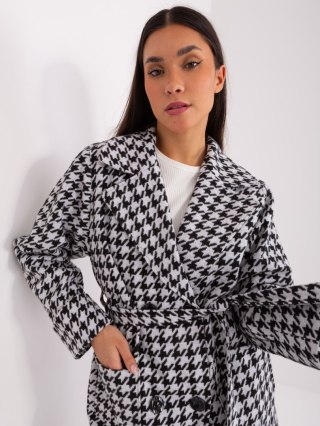 Płaszcz LK-PL-509407.96P biało-czarny S/M
