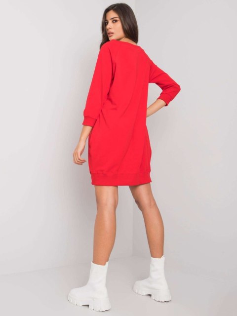 Sukienka czerwona sportowa basic z kieszeniami Salerno S/M Sukienka czerwona sportowa basic z kieszeniami Salerno S/M
