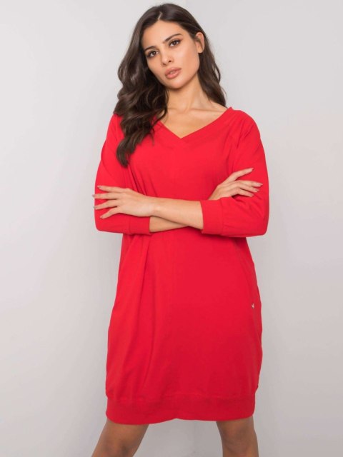 Sukienka czerwona sportowa basic z kieszeniami Salerno S/M Sukienka czerwona sportowa basic z kieszeniami Salerno S/M