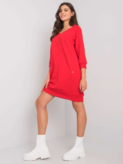 Sukienka czerwona sportowa basic z kieszeniami Salerno S/M Sukienka czerwona sportowa basic z kieszeniami Salerno S/M