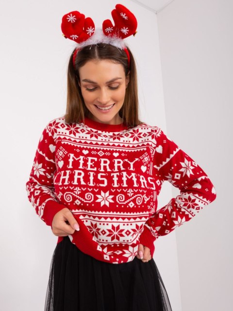 Sweter D90057AB90883A czerwony XL Sweter D90057AB90883A czerwony XL