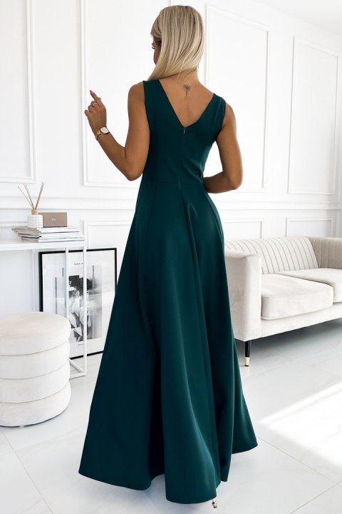 246-5 CINDY długa elegancka suknia z dekoltem - ZIELONA - XXL 246-5 CINDY długa elegancka suknia z dekoltem - ZIELONA - XXL