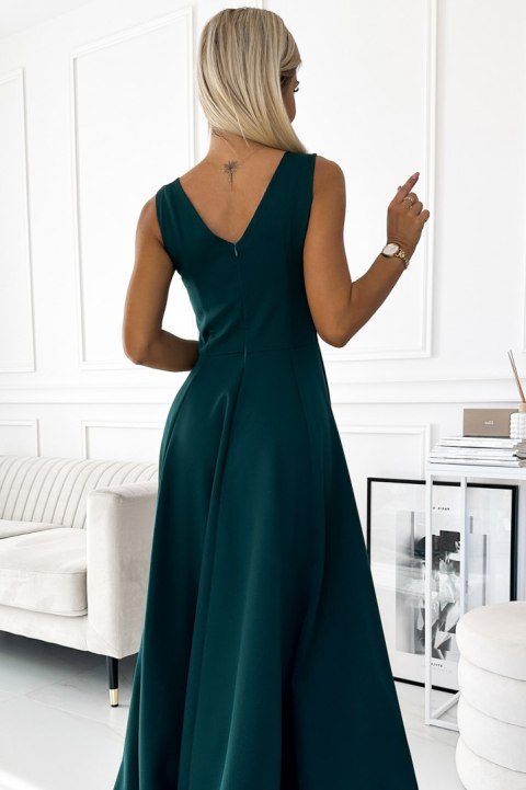 246-5 CINDY długa elegancka suknia z dekoltem - ZIELONA - XXL 246-5 CINDY długa elegancka suknia z dekoltem - ZIELONA - XXL