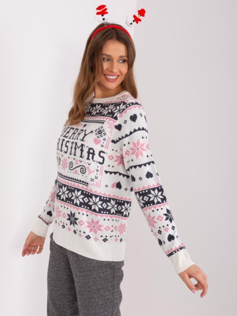 Sweter D90057AB90883A biało-różowy M Sweter D90057AB90883A biało-różowy M