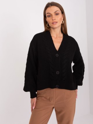 Sweter rozpinany oversize na guziki czarny Rue Paris