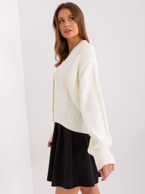 Sweter rozpinany oversize na guziki ecru Rue Paris Sweter rozpinany oversize na guziki ecru Rue Paris