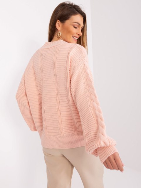 Sweter rozpinany oversize na guziki różowy Rue Paris Sweter rozpinany oversize na guziki różowy Rue Paris