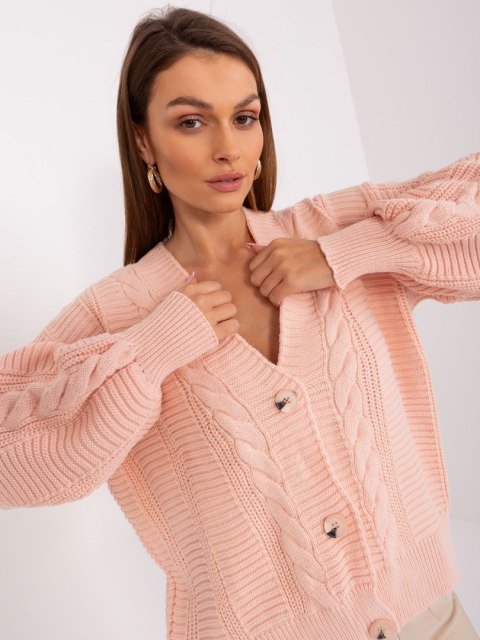 Sweter rozpinany oversize na guziki różowy Rue Paris Sweter rozpinany oversize na guziki różowy Rue Paris