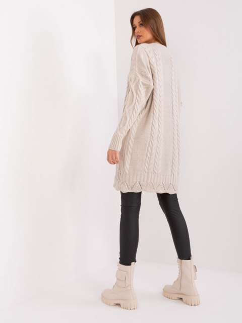 Sukienka dzianinowa sweter jasnobeżowy w warkocze Sukienka dzianinowa sweter jasnobeżowy w warkocze