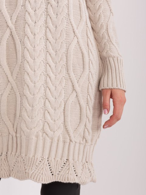 Sukienka dzianinowa sweter jasnobeżowy w warkocze Sukienka dzianinowa sweter jasnobeżowy w warkocze