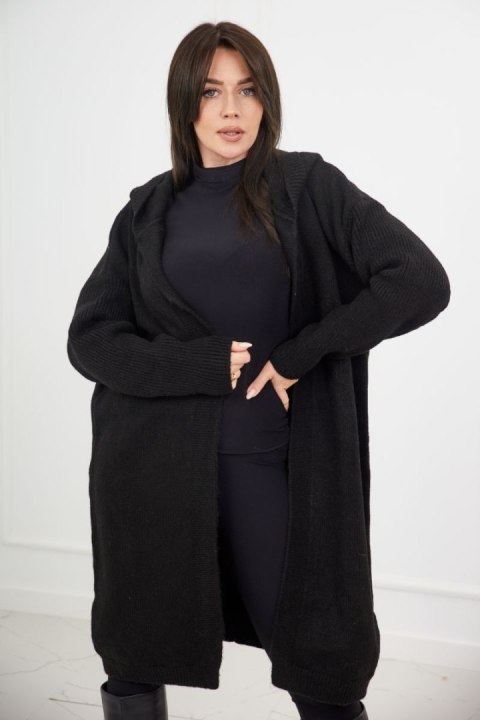 Sweter Kardigan z kapturem czarny nie zapinany Sweter Kardigan z kapturem czarny nie zapinany