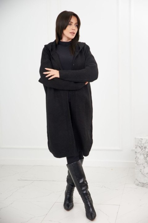 Sweter Kardigan z kapturem czarny nie zapinany Sweter Kardigan z kapturem czarny nie zapinany