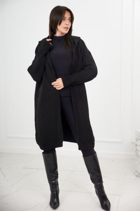 Sweter Kardigan z kapturem czarny nie zapinany Sweter Kardigan z kapturem czarny nie zapinany