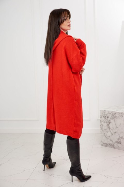 Sweter Kardigan z kapturem czerwony nie zapinany Sweter Kardigan z kapturem czerwony nie zapinany