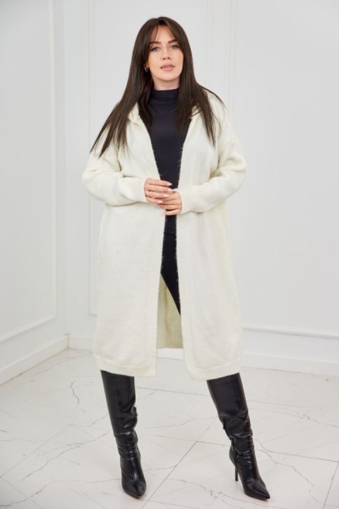 Sweter Kardigan z kapturem ecru nie zapinany akrylowy Sweter Kardigan z kapturem ecru nie zapinany akrylowy