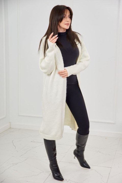 Sweter Kardigan z kapturem ecru nie zapinany akrylowy Sweter Kardigan z kapturem ecru nie zapinany akrylowy