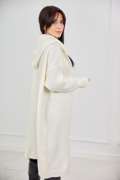 Sweter Kardigan z kapturem ecru nie zapinany akrylowy Sweter Kardigan z kapturem ecru nie zapinany akrylowy