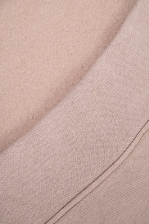Bluza ocieplana z haftowanym napisem oversize ciemno beżowa