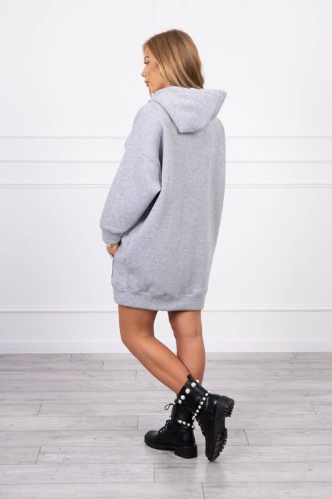 Bluza ocieplana z haftowanym napisem oversize szara Bluza ocieplana z haftowanym napisem oversize szara