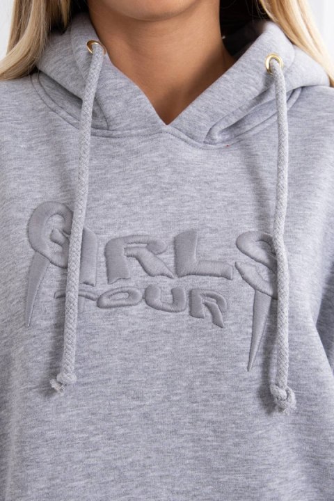 Bluza ocieplana z haftowanym napisem oversize szara Bluza ocieplana z haftowanym napisem oversize szara