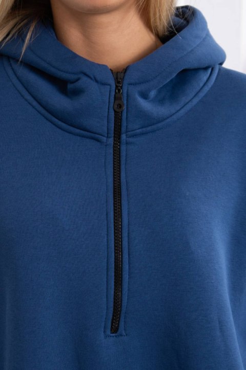 Bluza z rozcięciami na bokach i kapturem jeansowa