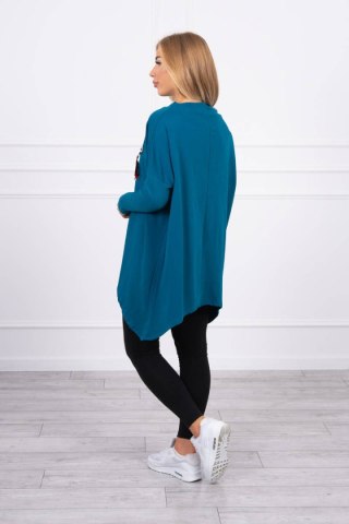 Bluza oversize z asymetrycznymi bokami morski UNI