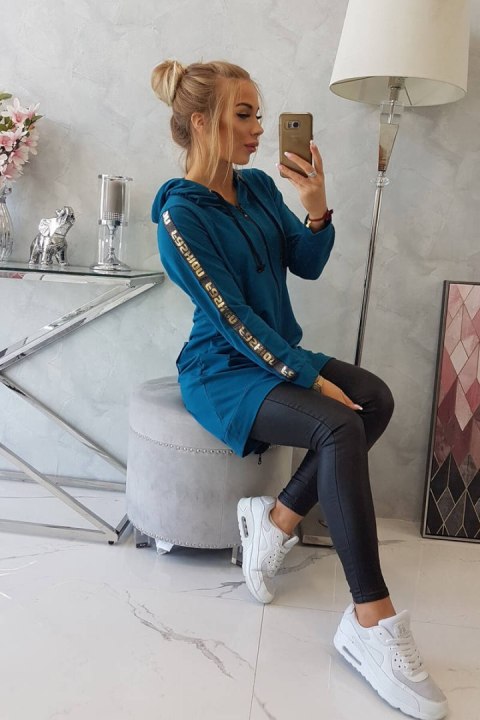 Bluza z suwakiem z tyłu morska