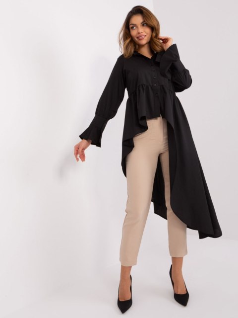 Koszula asymetryczna czarna elegancka z falbaną L/XL Koszula asymetryczna czarna elegancka z falbaną L/XL