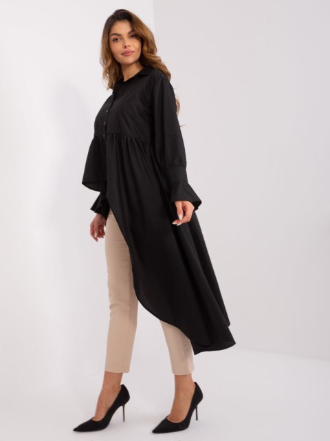 Koszula asymetryczna czarna elegancka z falbaną L/XL Koszula asymetryczna czarna elegancka z falbaną L/XL