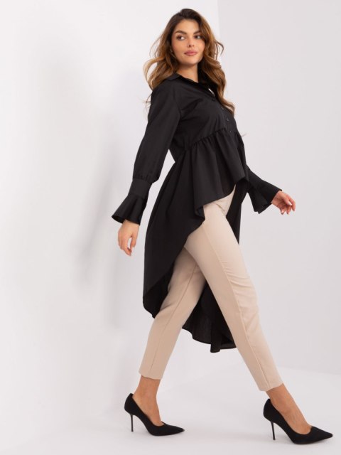 Koszula asymetryczna czarna elegancka z falbaną L/XL Koszula asymetryczna czarna elegancka z falbaną L/XL