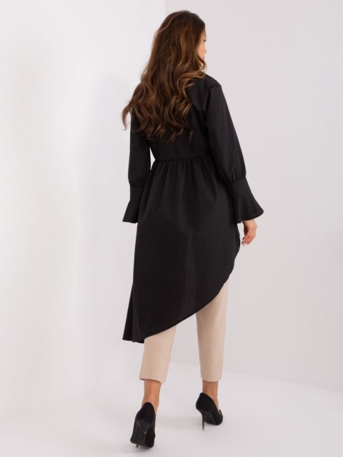 Koszula asymetryczna czarna elegancka z falbaną L/XL Koszula asymetryczna czarna elegancka z falbaną L/XL