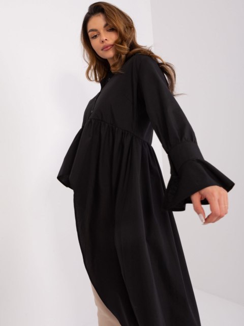 Koszula asymetryczna czarna elegancka z falbaną L/XL Koszula asymetryczna czarna elegancka z falbaną L/XL