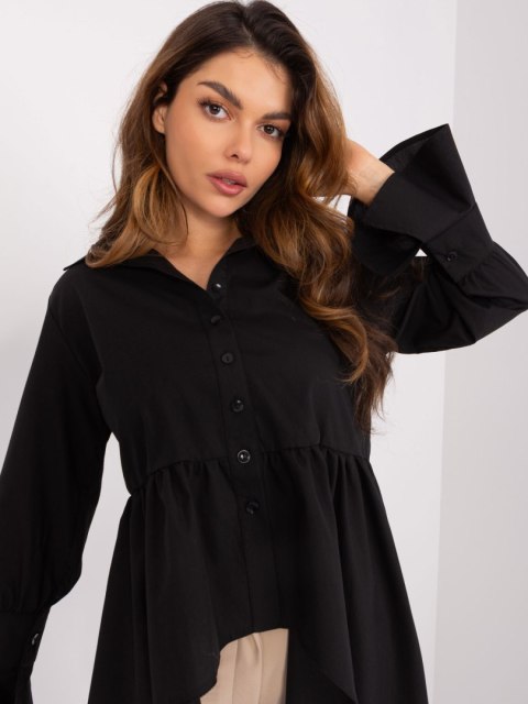Koszula asymetryczna czarna elegancka z falbaną L/XL Koszula asymetryczna czarna elegancka z falbaną L/XL
