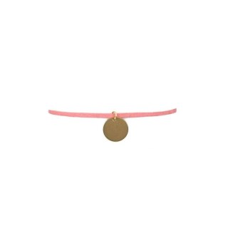 Naszyjnik Choker Rzemień Różowy z Złotą Zawieszką N530R – Regulowany