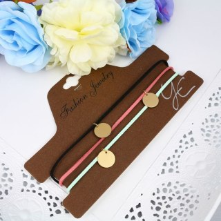 Naszyjnik Choker Rzemień Różowy z Złotą Zawieszką N530R – Regulowany
