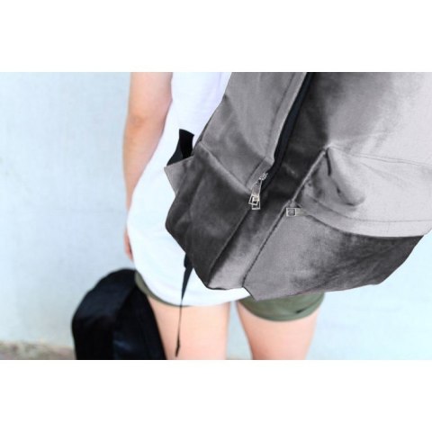 Plecak aksamitny VELVET SZARY PL33SZ Plecak aksamitny VELVET SZARY PL33SZ