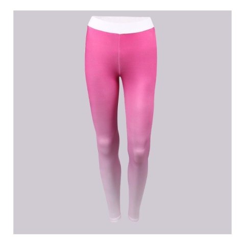 Sportowe Legginsy Fitness Trening Różowo Białe L LEG12L Sportowe Legginsy Fitness Trening Różowo Białe L LEG12L