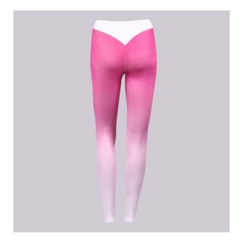 Sportowe Legginsy Fitness Trening Różowo Białe L LEG12L Sportowe Legginsy Fitness Trening Różowo Białe L LEG12L