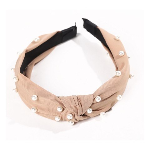 Opaska turban z materiału gruba krem perełki O227K Opaska turban z materiału gruba krem perełki O227K