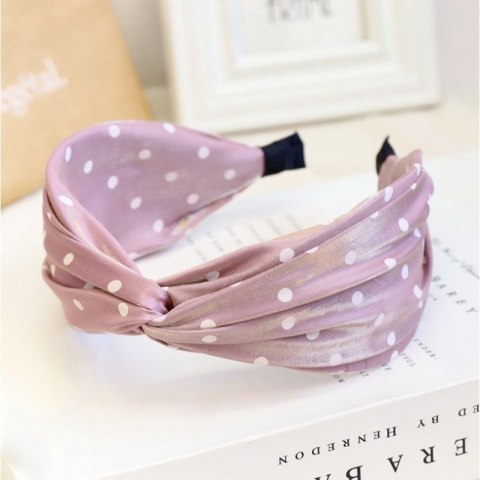 Opaska turban z materiału w groszki róż O398WZ2 Opaska turban z materiału w groszki róż O398WZ2