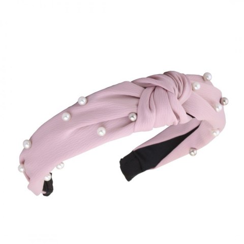 Opaska turban z materiału gruba jasny róż perełki O227RR Opaska turban z materiału gruba jasny róż perełki O227RR